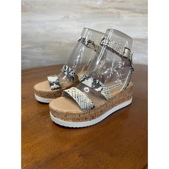 Steve Madden Platform Snake Print Ankle Strap Sandals Size 7 - Picture 1 of 8